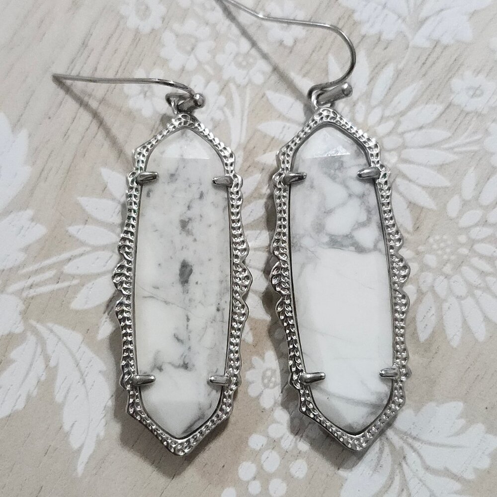 Kendra Scott White Howlite Francie Silver Drop Earrings